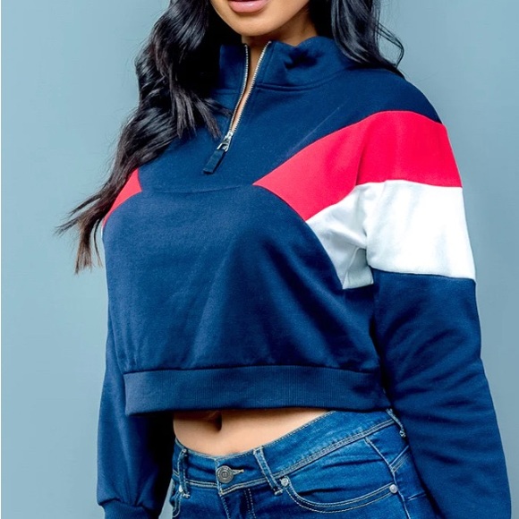 Women's Sweatshirts Half Zip up Pullover Fleece Lined  Long Sleeve  Crop Tops - Picture 3 of 15